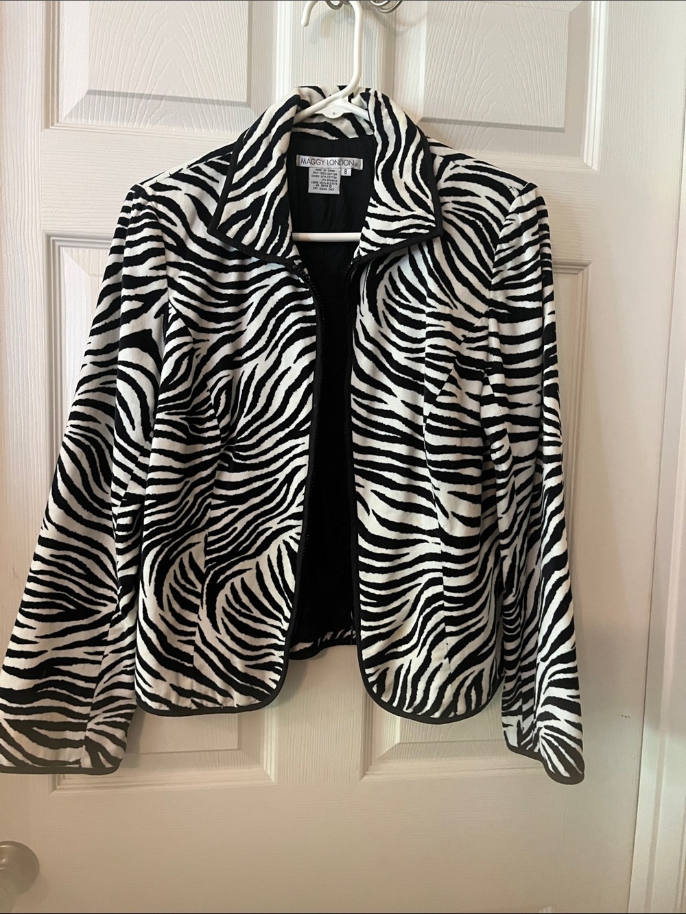 Maggy London Black & White Zebra-Print Teddy Jacket